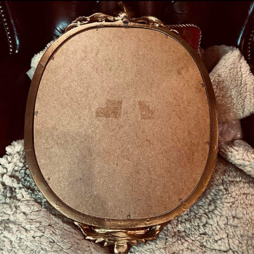 湯布院アンティーク イタリア製ウォールミラー ゴールド オーバルフレーム ロココ