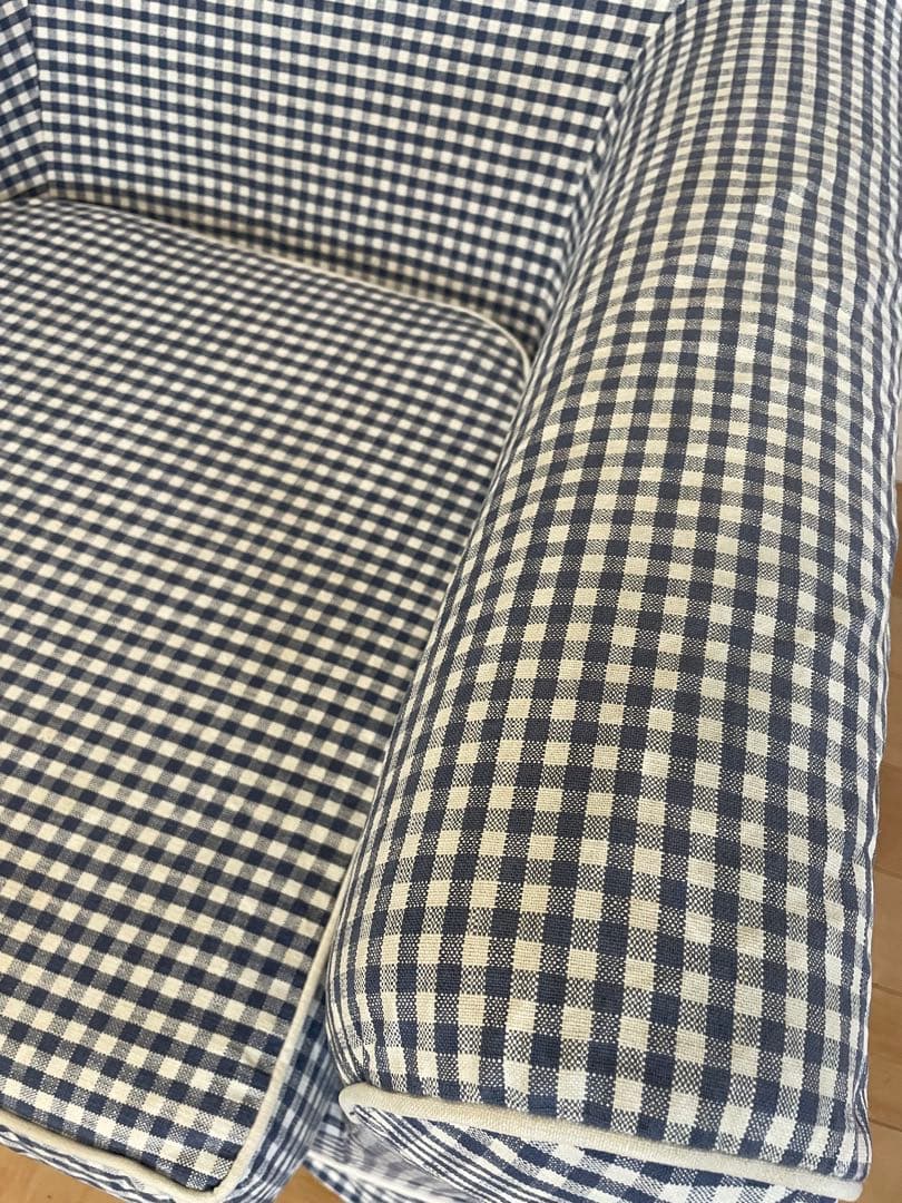 IKEA エークトルプ　1人掛けソファ　替えカバー付き　ネイビーチェック