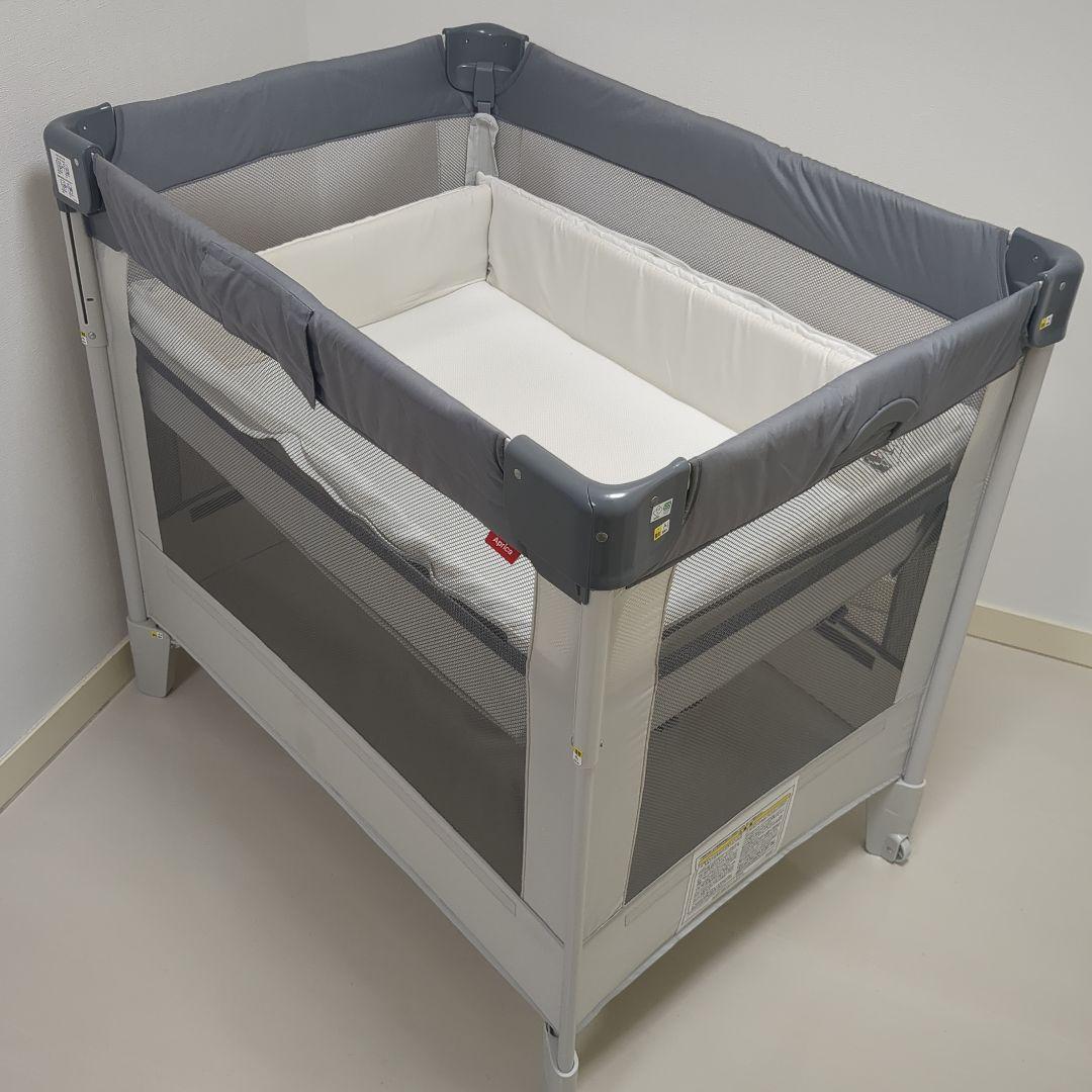 【美品】アップリカ　ココネルエアーab　グレー　シルキーエアー　メッシュガード