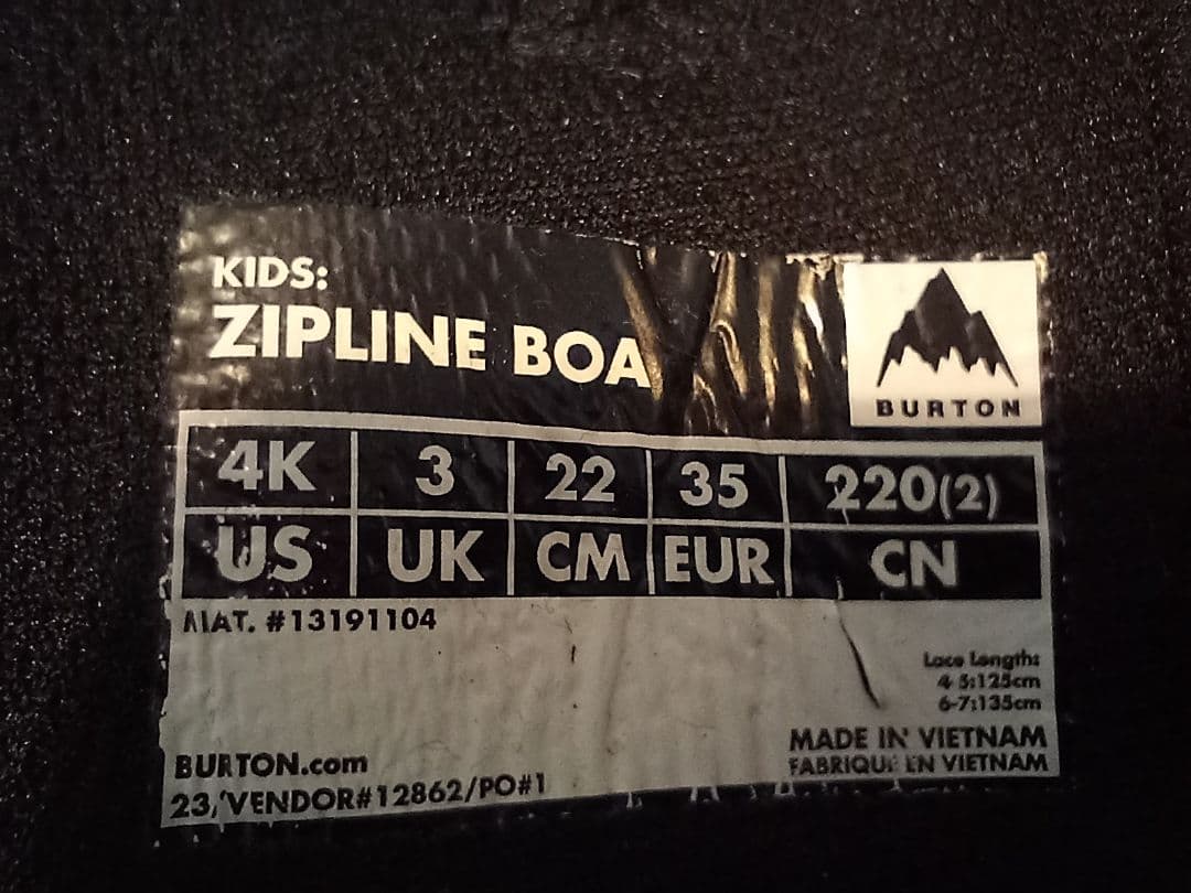 バートン　ZIPLINE BOAシステム 子ども用スノーボードブーツ