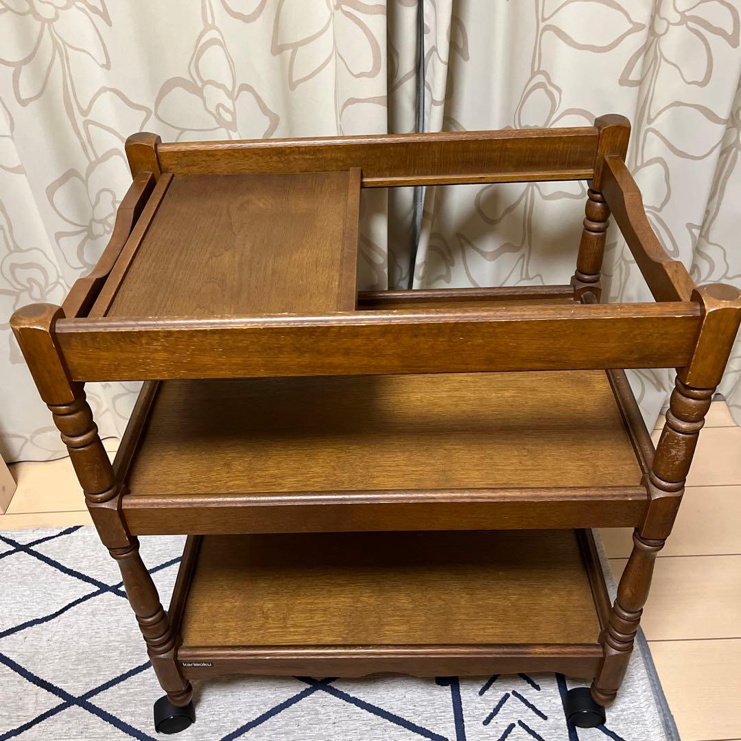 カリモク家具　キッチンワゴン　キャスター交換済