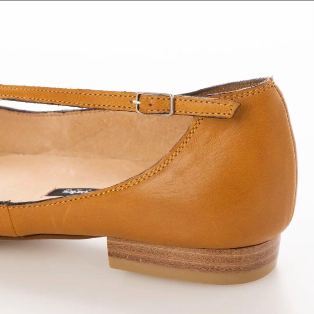 ラボキゴシワークス　ポインテッドトゥシューズ　キャメル