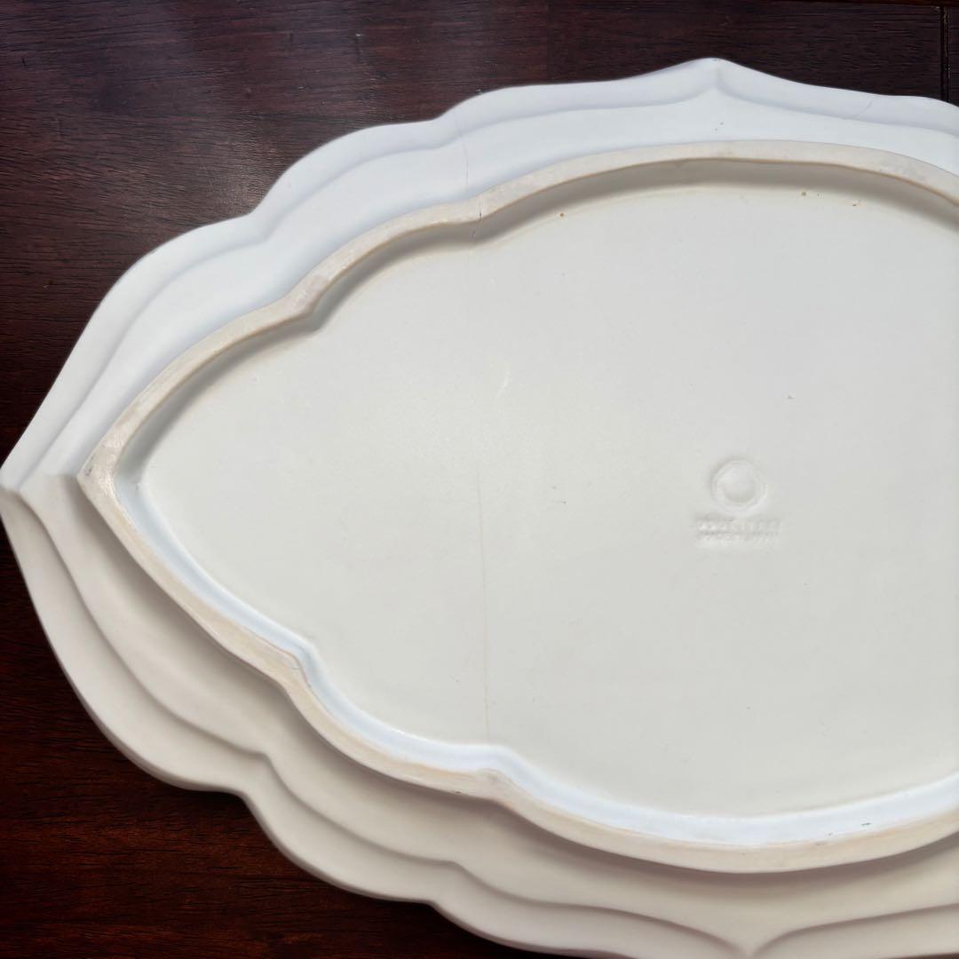 難あり　臼杵焼　オバール皿　L Usukiyaki 臼杵焼き　大皿　金継ぎ用