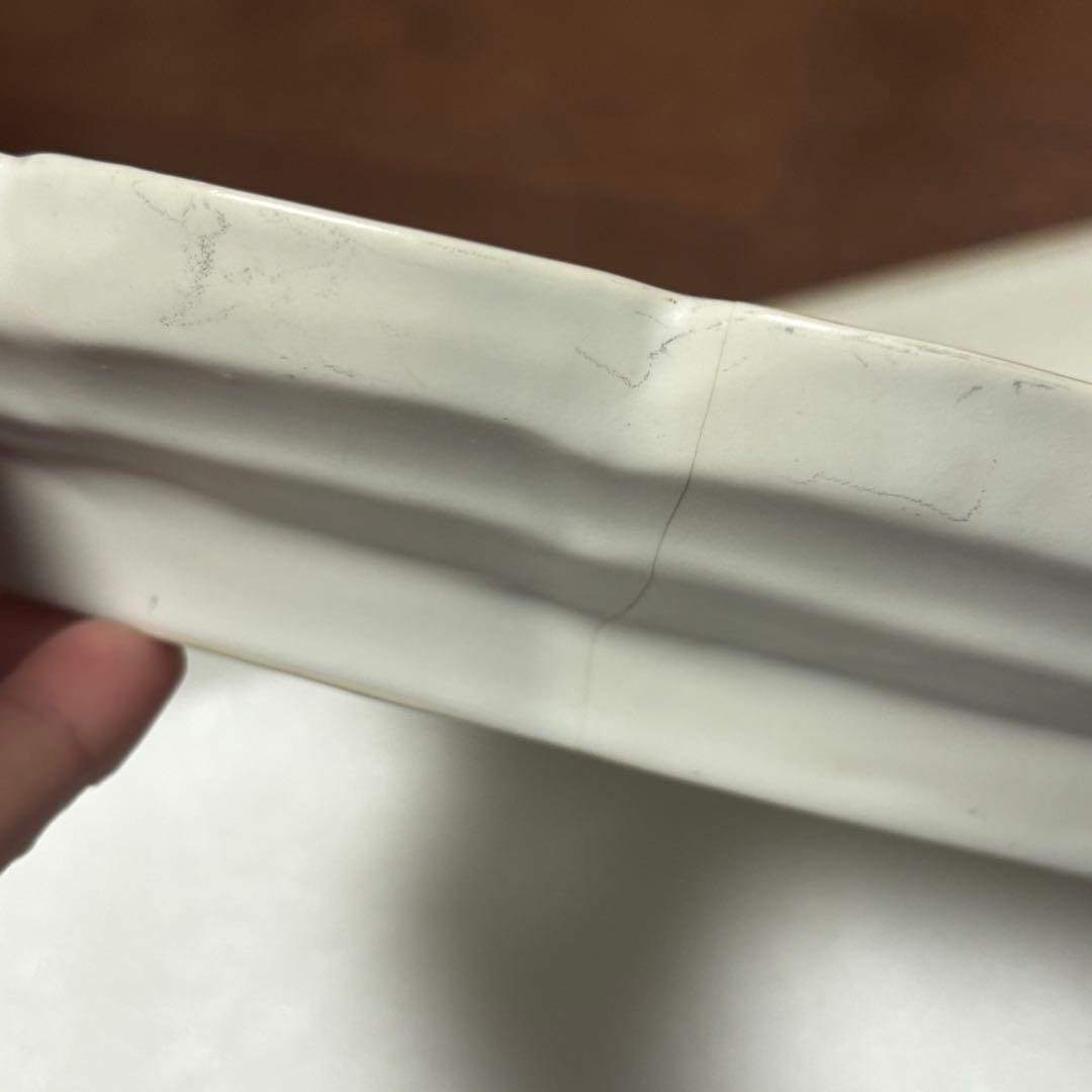 難あり　臼杵焼　オバール皿　L Usukiyaki 臼杵焼き　大皿　金継ぎ用