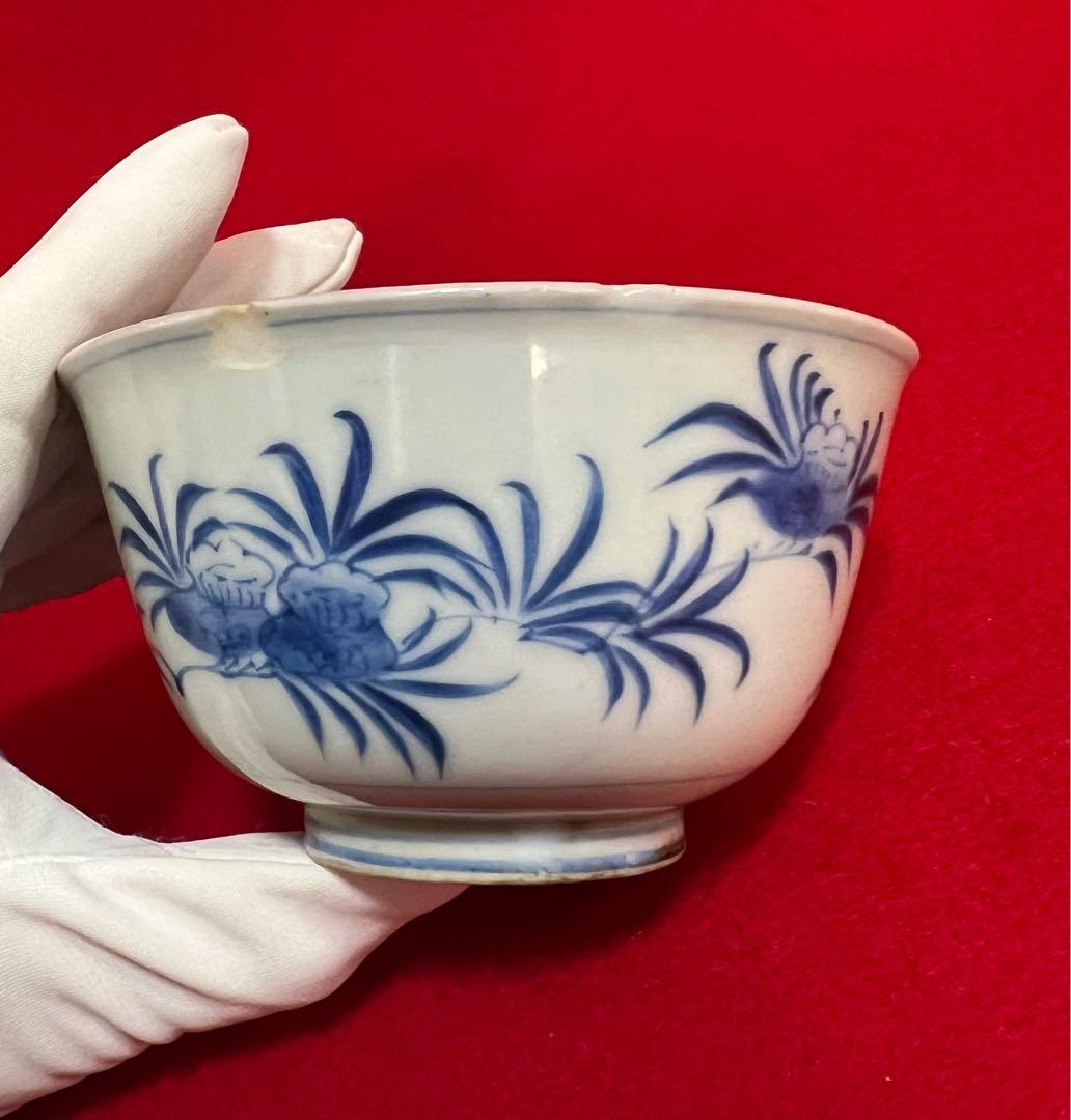 中国美術 古玩 柘榴文 染付 蓋碗 成化年製 蓋付茶碗　コレクション