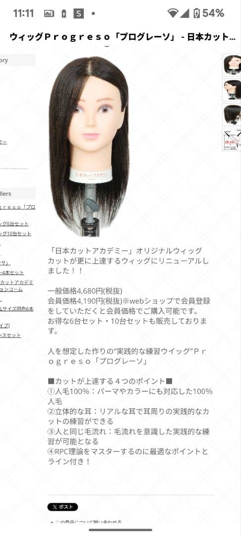 カットウィッグ 40cm