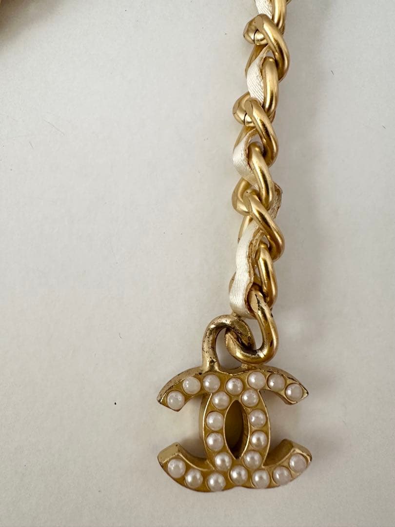 CHANELゴールドチェーン パール装飾 ベルト