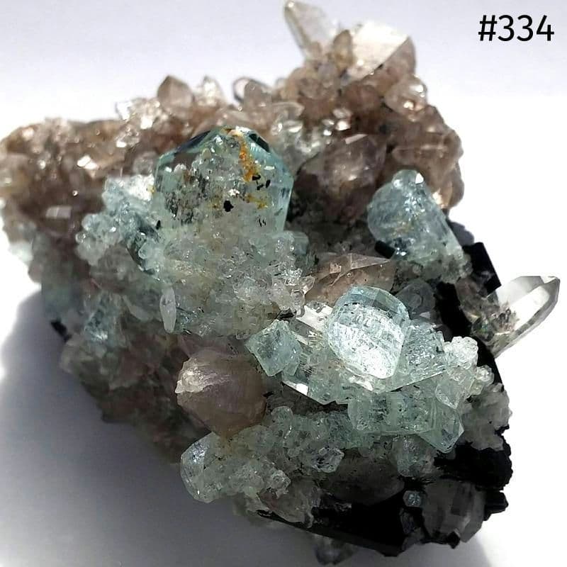 334 宝石質 クラスター アクアマリン スモーキークォーツ トルマリン