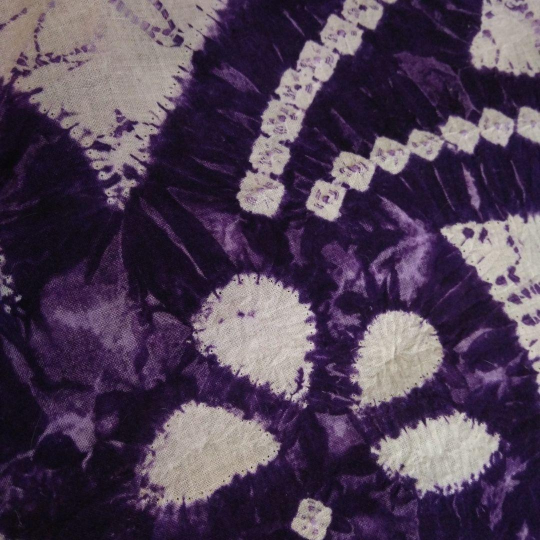 有松絞りの浴衣反物⭐紫色　花柄 幾何学模様