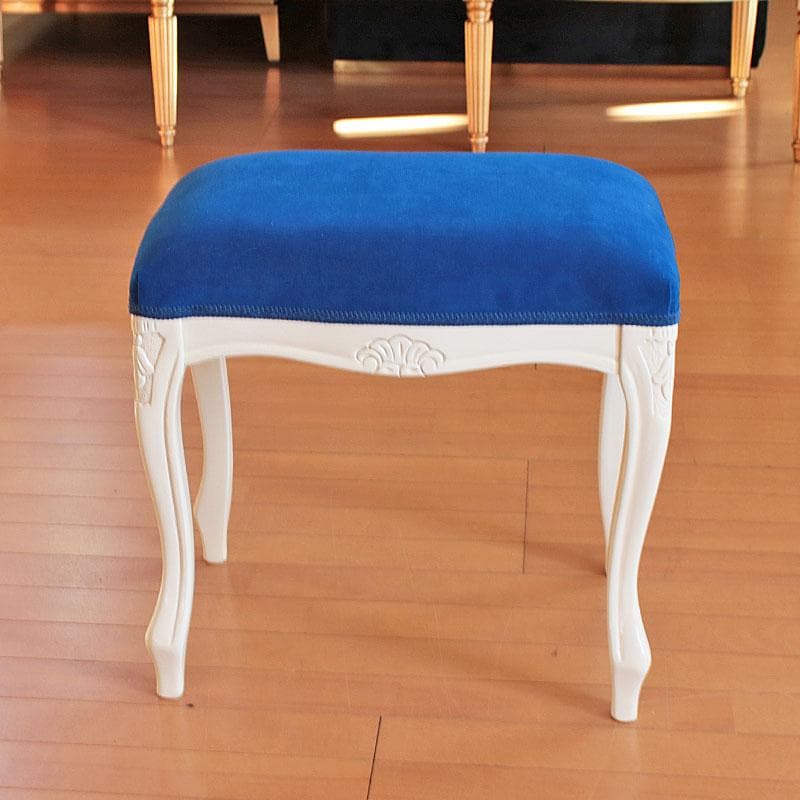 猫脚スツール エレガント 青 ロココ風 ブルー かわいい 222-1404