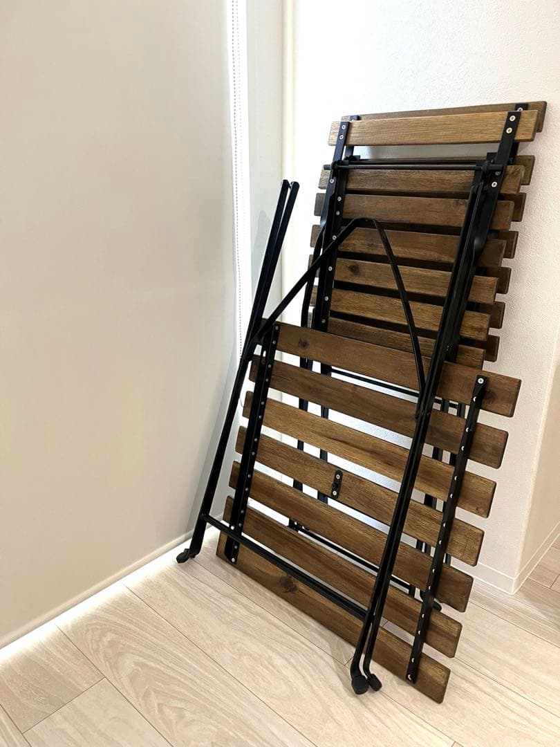 山善 ガーデンテーブル3点セット 折りたたみ バルコニー カフェ アカシア天然木