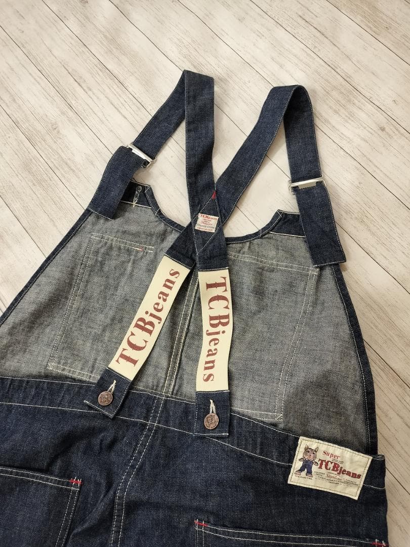 TCBジーンズ/40s復刻/タビーズオーバーオール/ビブ/英字ロゴサスペンダー