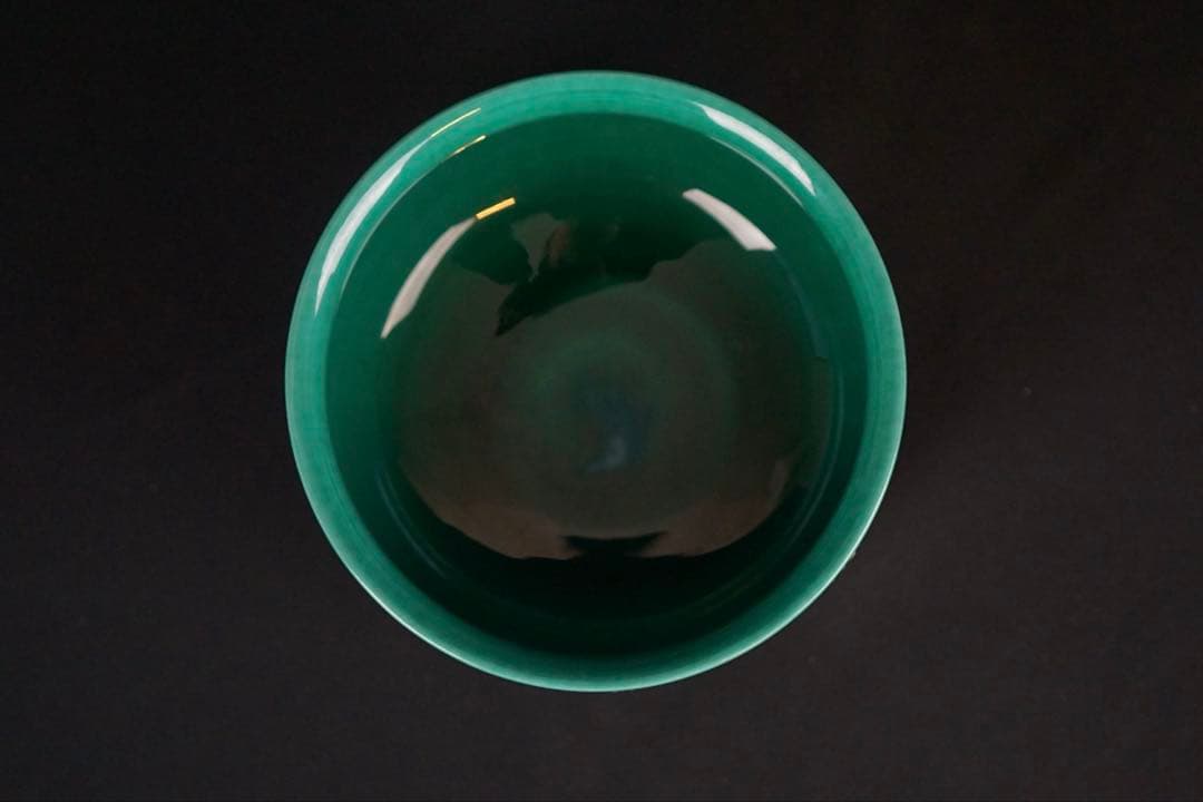 中村翠嵐窯 青交趾花丸 皆具 共箱 茶道具