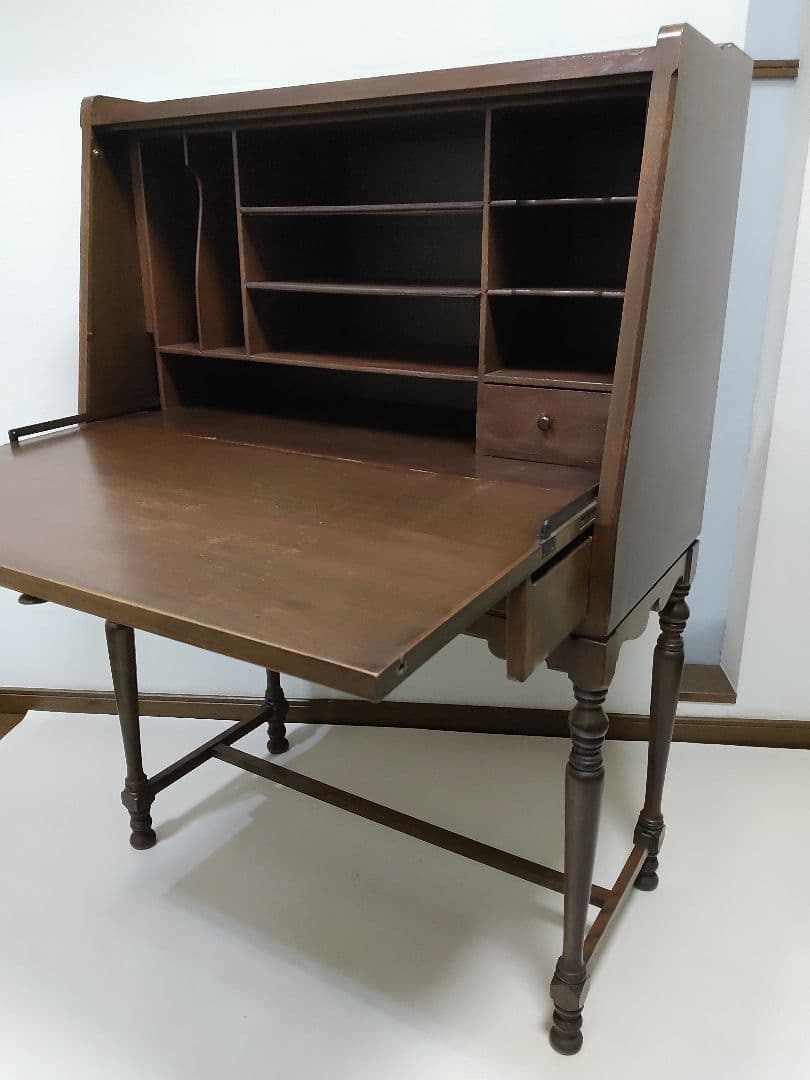 希少 神戸洋家具 メープル不二屋 ライティングビューロー マホガニー デスク