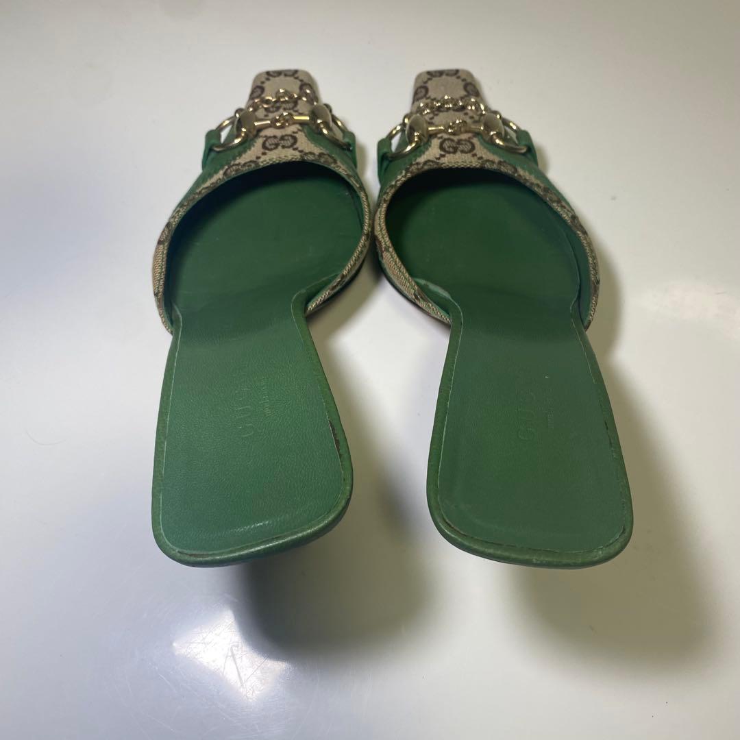 希少色✨美品✨GUCCI ホースビット　GG柄　ミュール ポインテッド