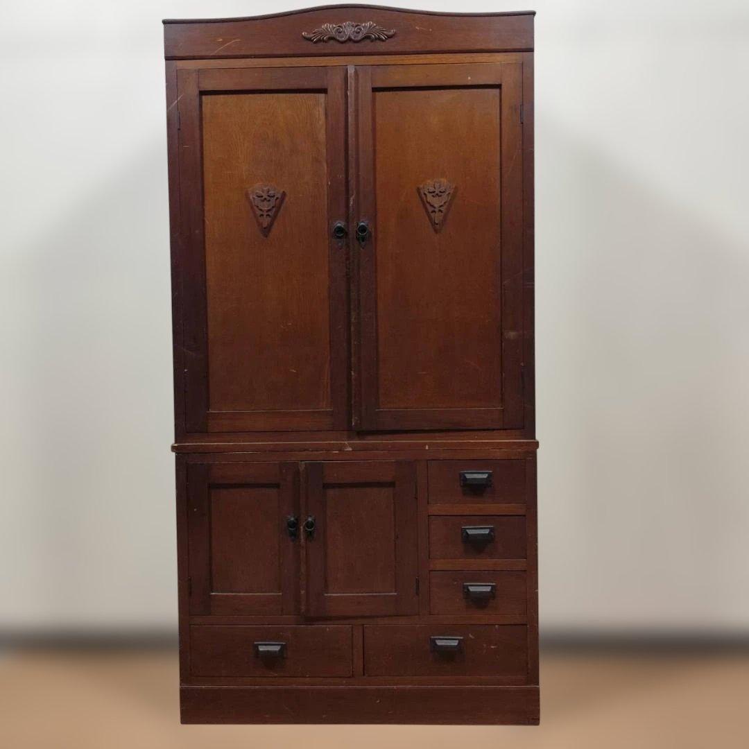 昭和レトロ 木製 木戸食器棚 アンティーク 飾り棚 カップボード キャビネット