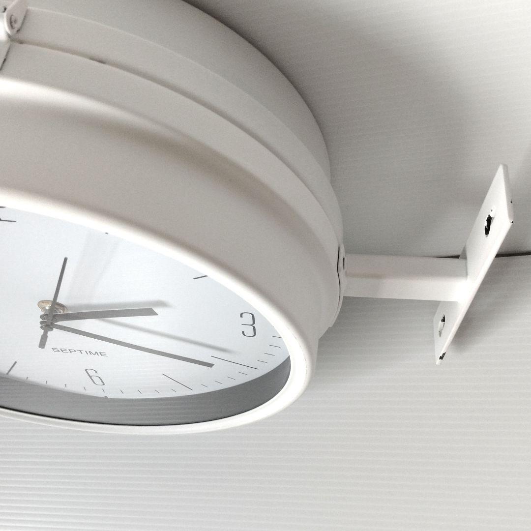 壁掛け 両面時計 ウォールクロック インテリア ホワイト 壁付け