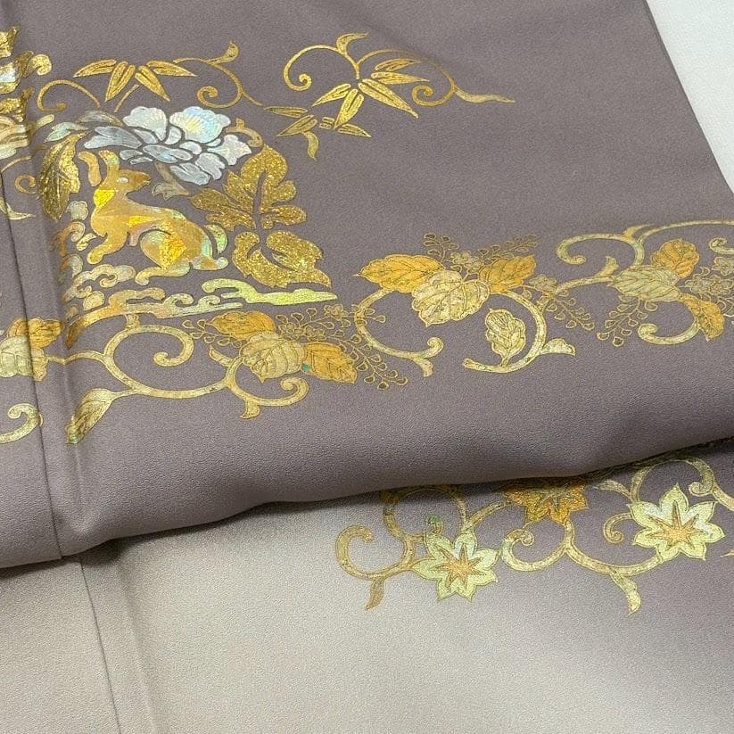 ゆりのはな　訪問着　金彩　銀彩　友禅ボカシ　丹後ちりめん　落款　正絹　L201