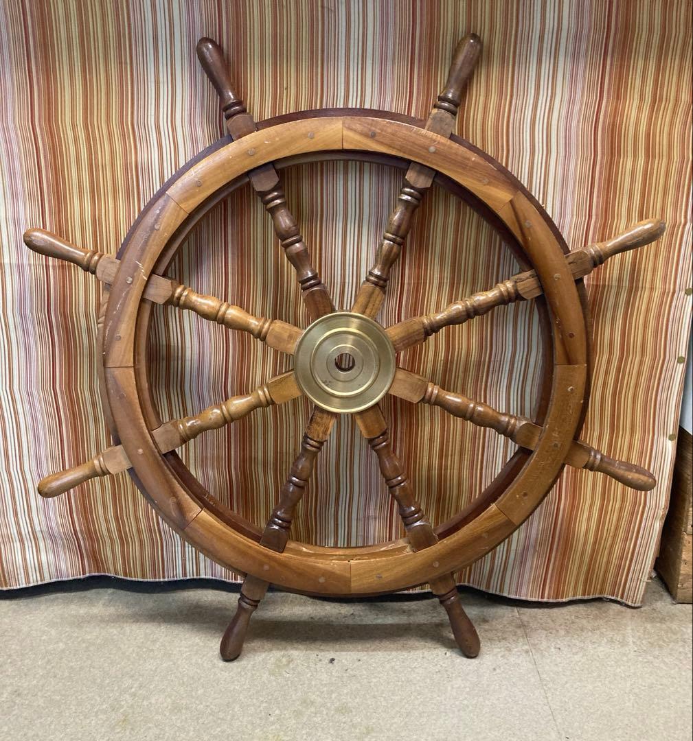 船 舵 大型木製舵輪 ポート 操舵輪 ラット アンティーク