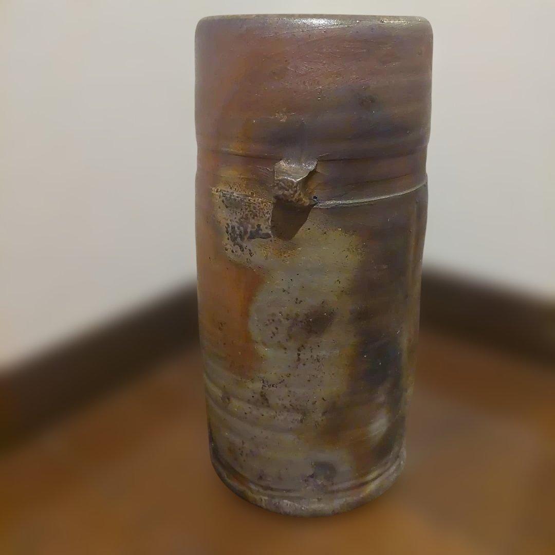 【福岡市南区お引き取り限定】備前焼　嶋幸博作花入れ　木箱付き