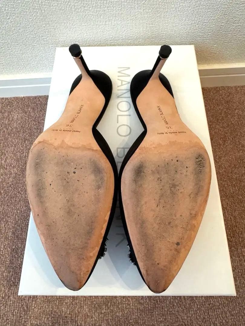 MANOLO BLAHNIK ビジュー付きブラックミュール　36サイズ