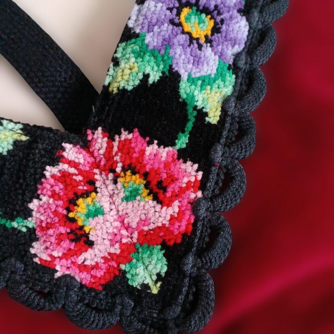 FEILER 花柄刺繍エプロン 赤