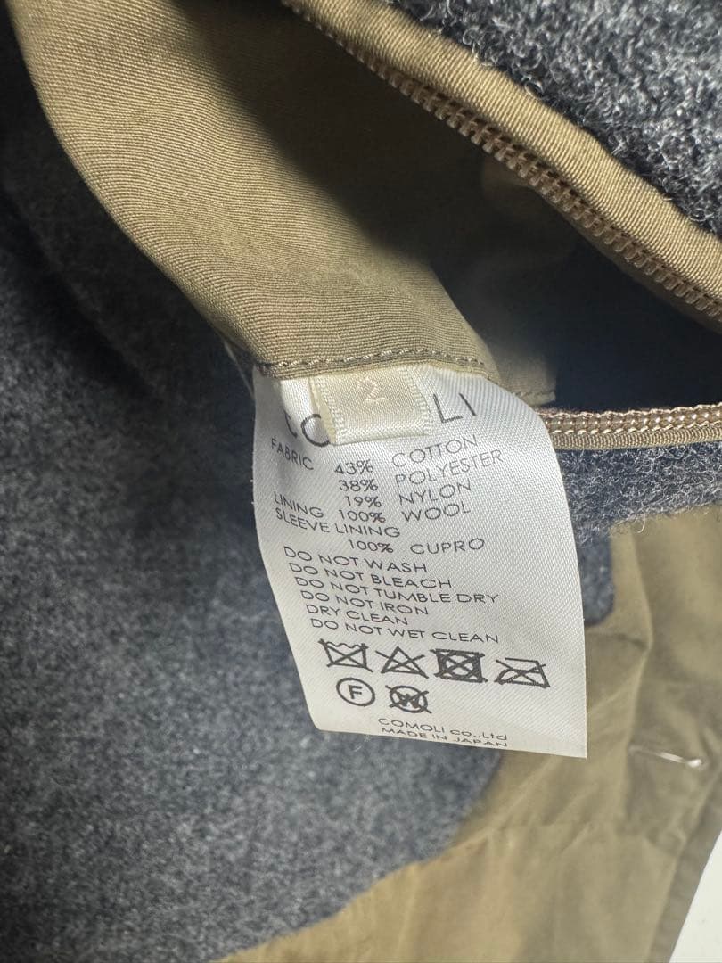 comoli 19AW フーデッドコート　サイズ２　カーキ