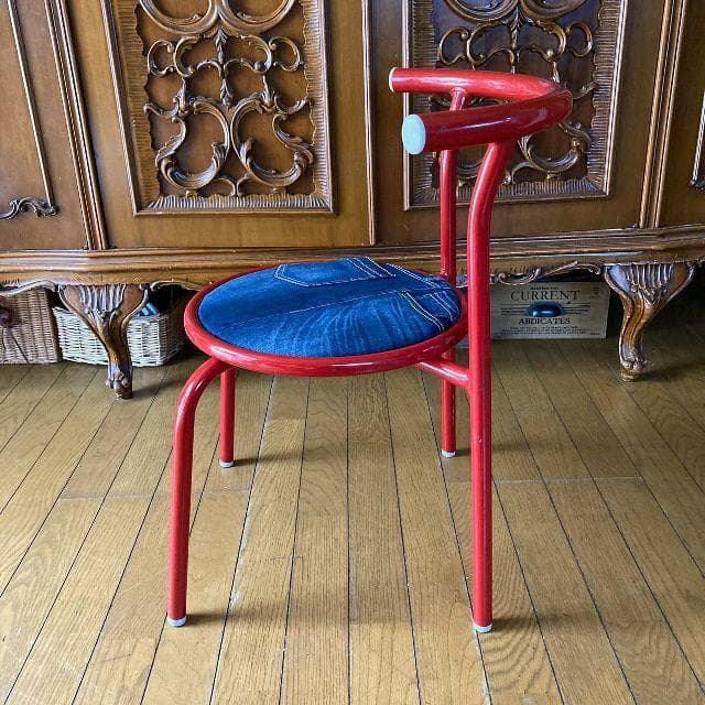 ヴィンテージ*CHITOSE チトセ*パイプ チェア1脚*デニムシート カスタム