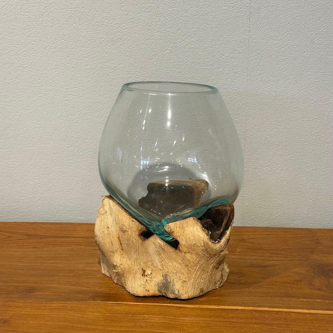 バリ島流木ガラス　w16×d14×h20cm 水槽　アクアリウムメダカ水槽812