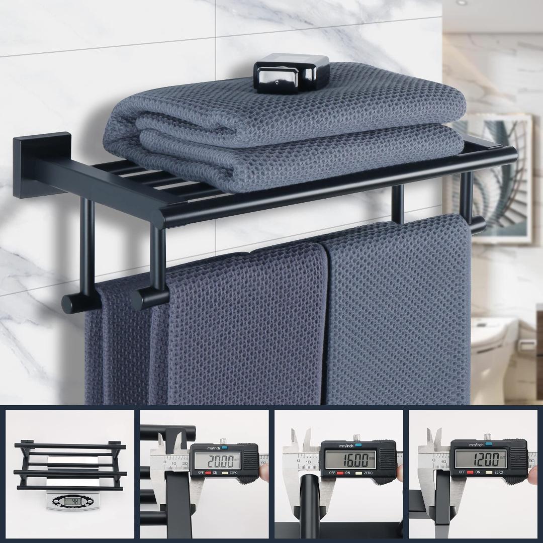 2層 マットブラック 耐腐食ダブルタオルラック ステンレス