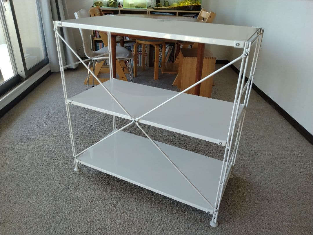 【美品】MUJI無印 スチールユニットシェルフ小3段ワイド86cmライトグレー