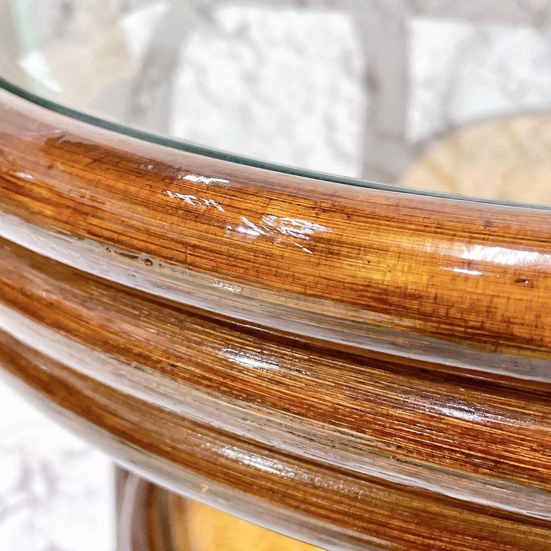 ラタン 籐 センターテーブル ガラステーブル オーバル