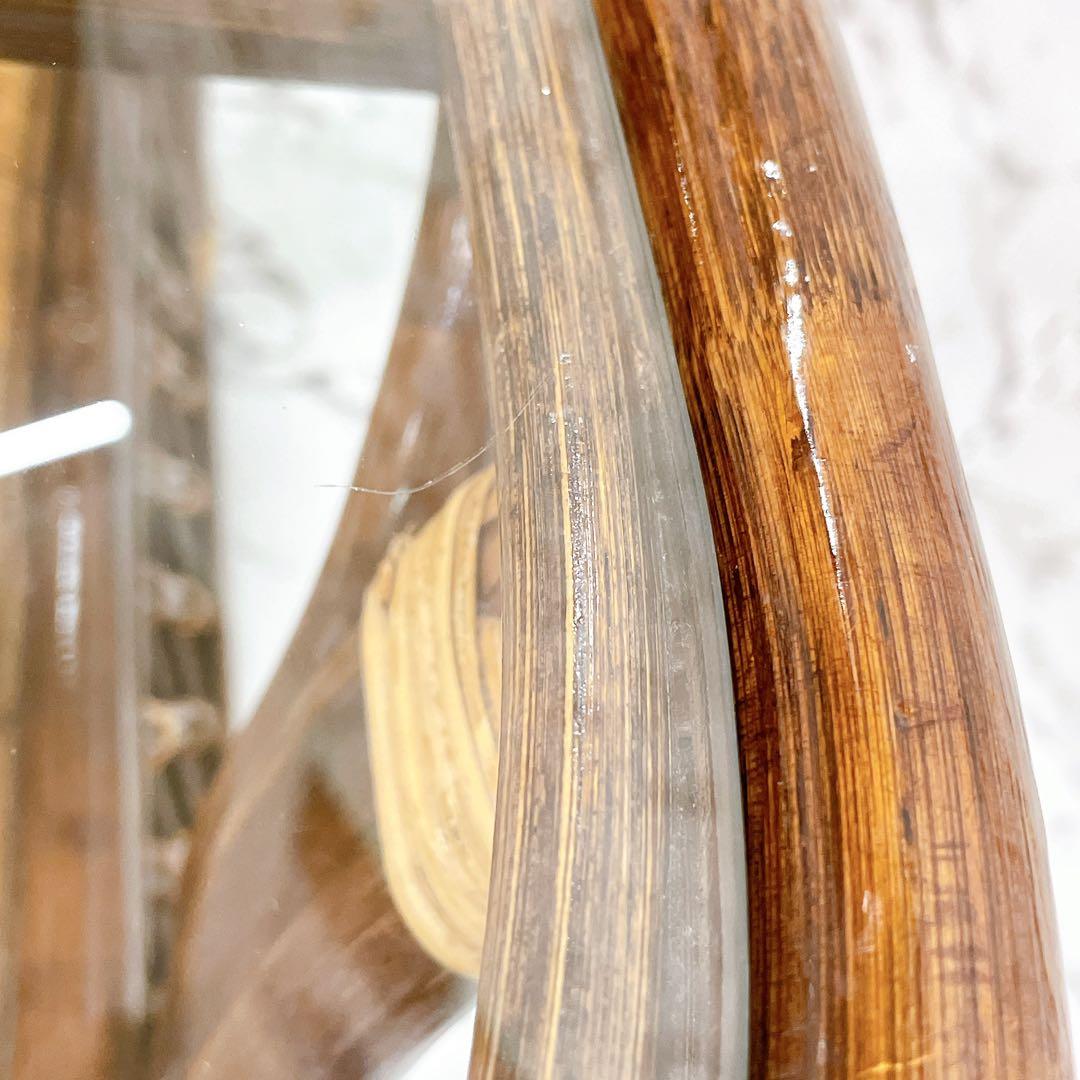 ラタン 籐 センターテーブル ガラステーブル オーバル