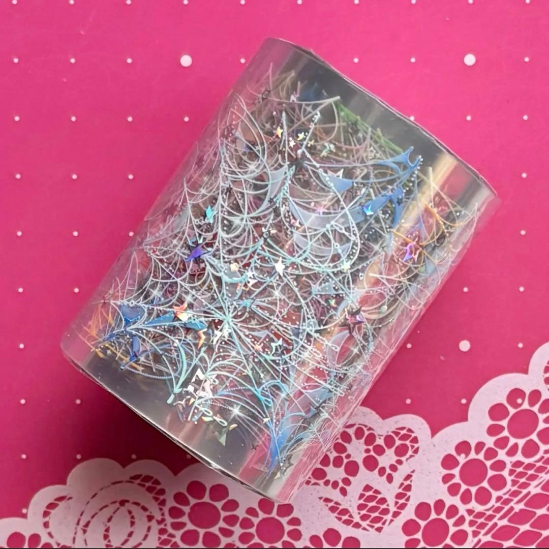 贝壳银 星梦网 6cm×10m 海外マスキングテープ　海外マステ　蜘蛛の巣