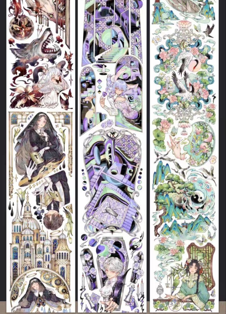 切売 874★ 海外 マスキングテープ マステ PET 装飾 人物 贝壳光