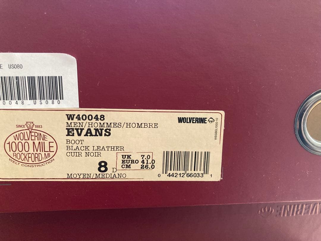 WOLVERINE 1000mile Evans 8D 極美品