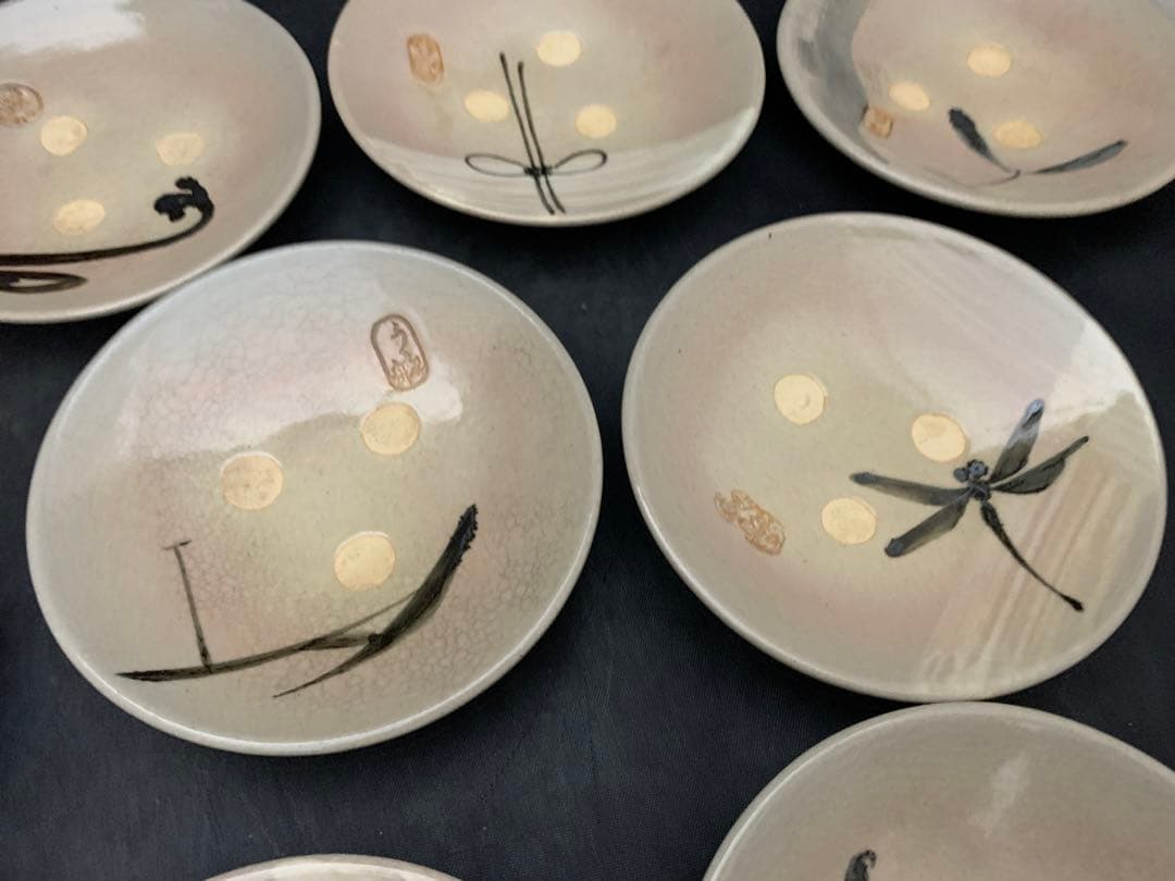 源氏物語宇治十帖　朝日豊斎　朝日焼　銘々皿　共箱　9枚