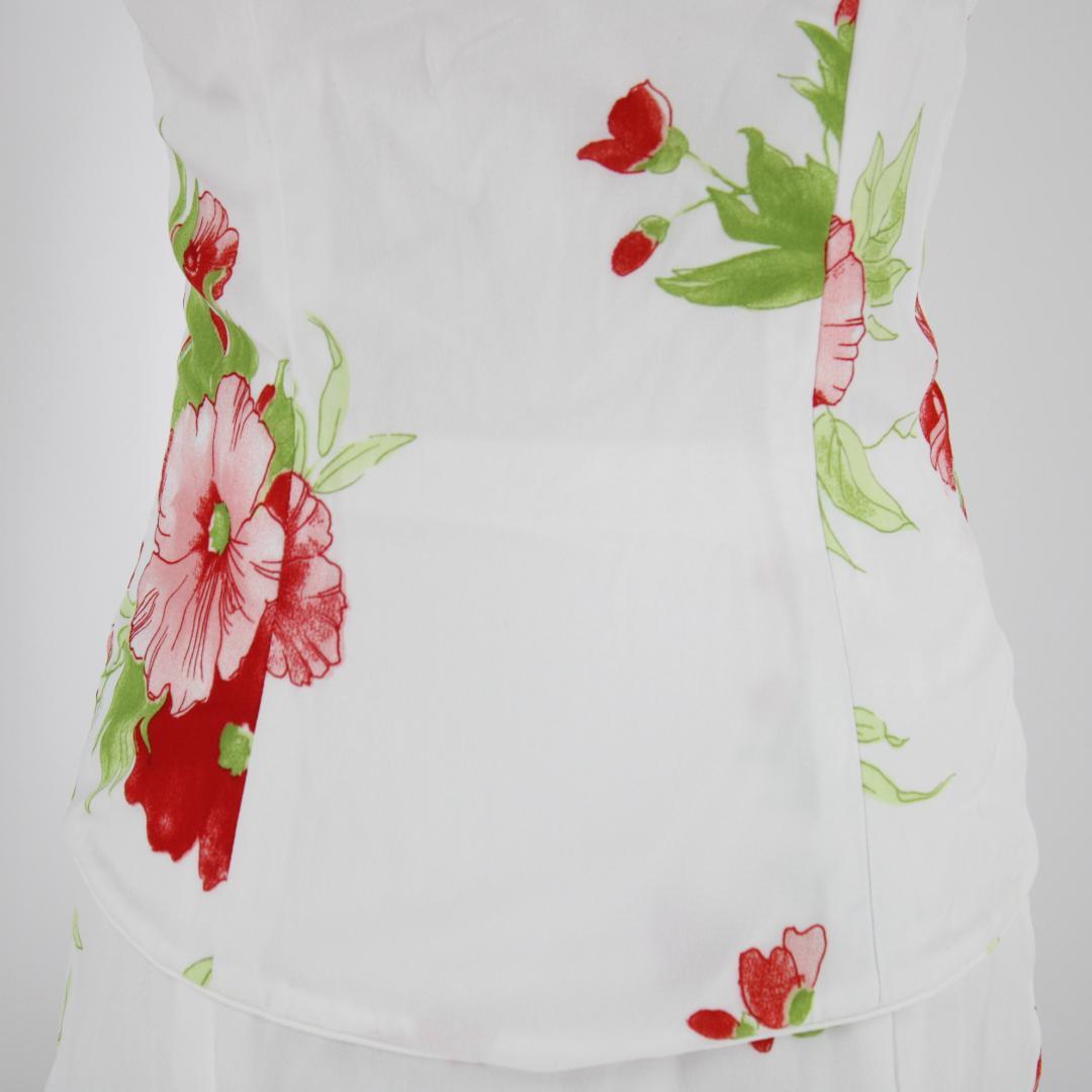 【フラメンコ衣装】ホワイト×豪華ボランテ 上下セット ツーピース セットアップ