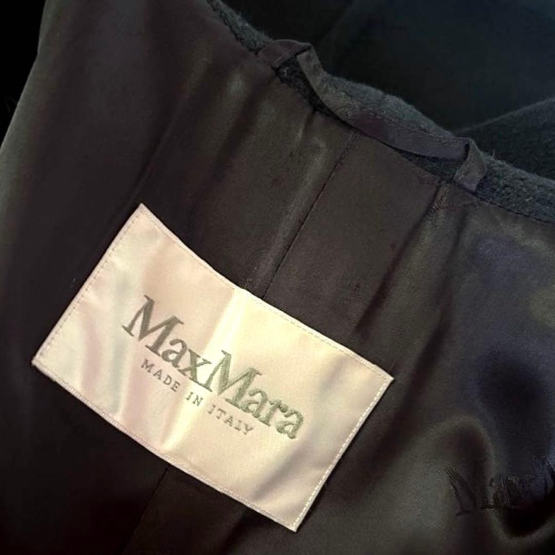 マックスマーラ 黒に近い紺色　キャメル素材100% 暖かいコート