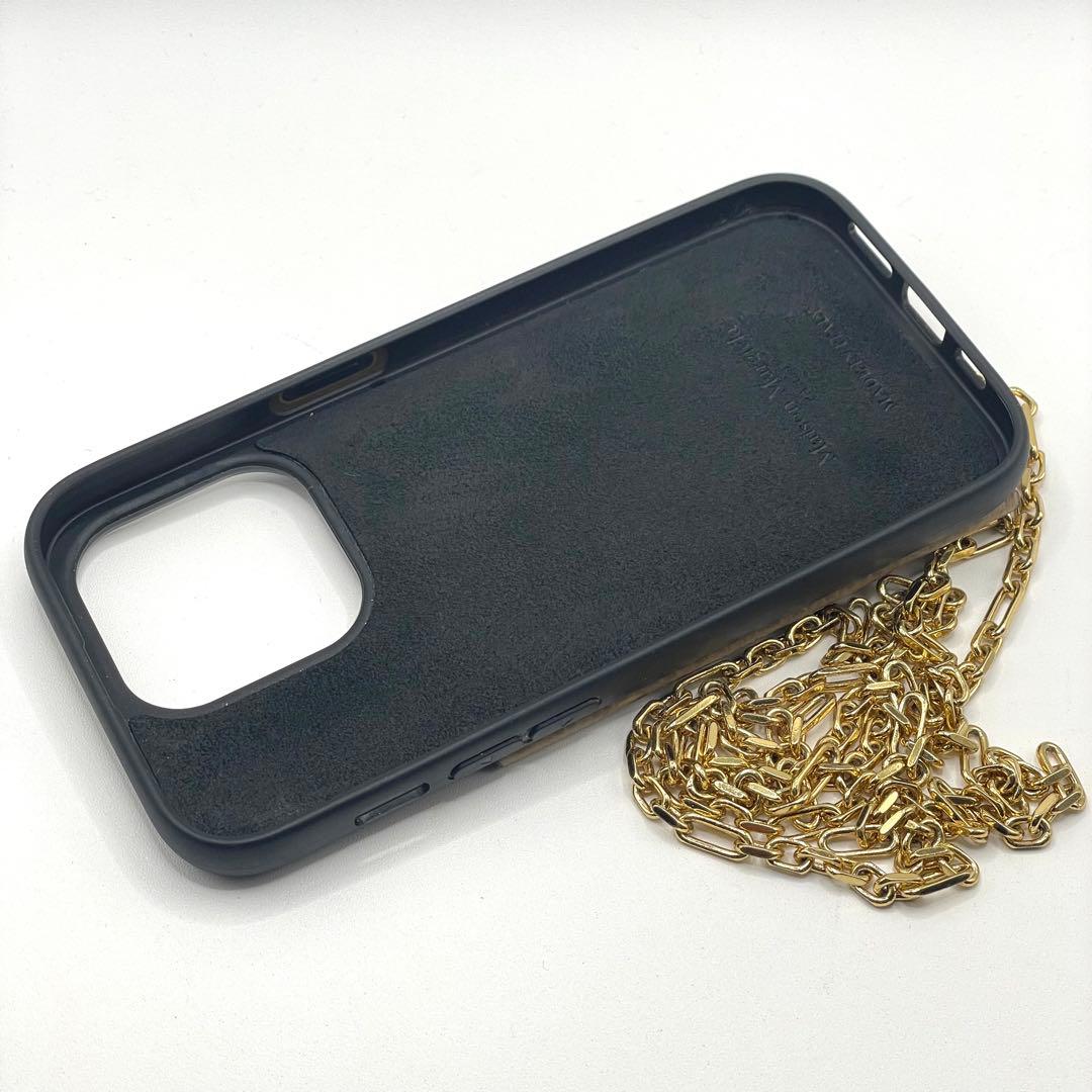 メゾンマルジェラ iPhoneケース 14 Pro対応 チェーンストラップ付き