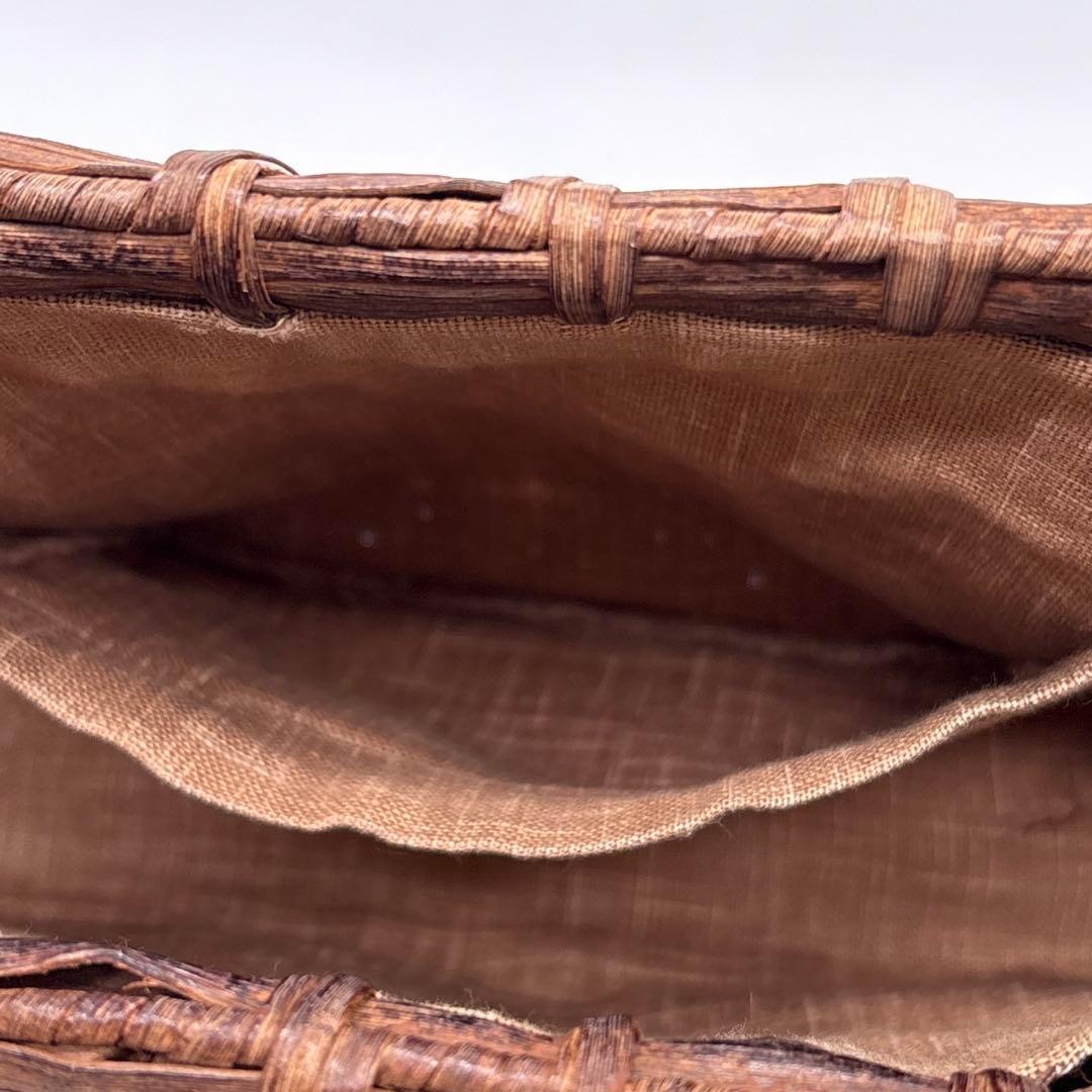 美品 山葡萄 籠バック ハンドバックかご カゴ 天然素材 自然素材 編み込み