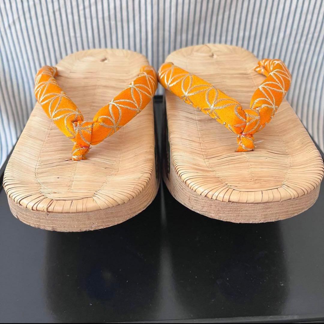 ぽっくり　七五三履き物　七歳　松に鶴亀　本畳表　こっぽり