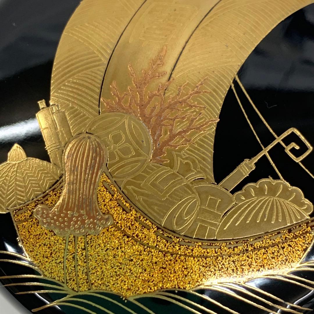 【棗　宝船蒔絵　内銀地】新井司峰　共箱