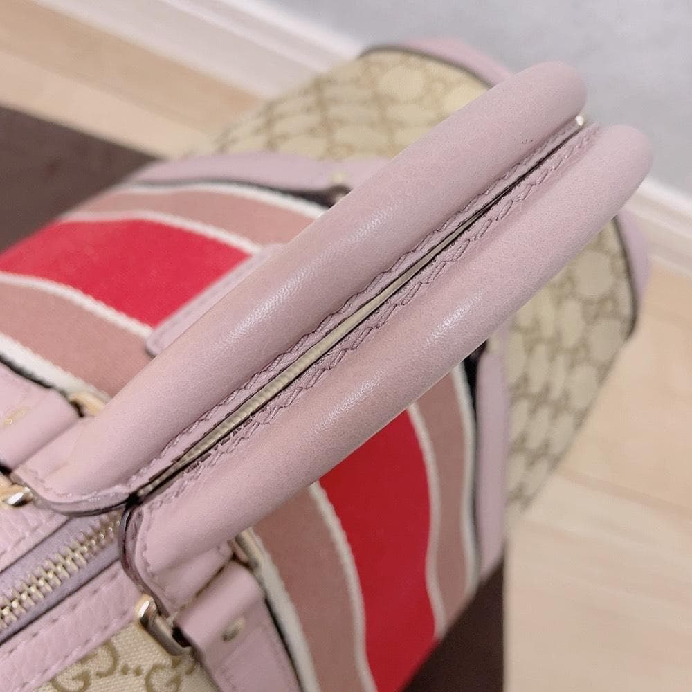 GUCCI GGキャンバス シェリーライン ピンク ボストン 2way ハンド
