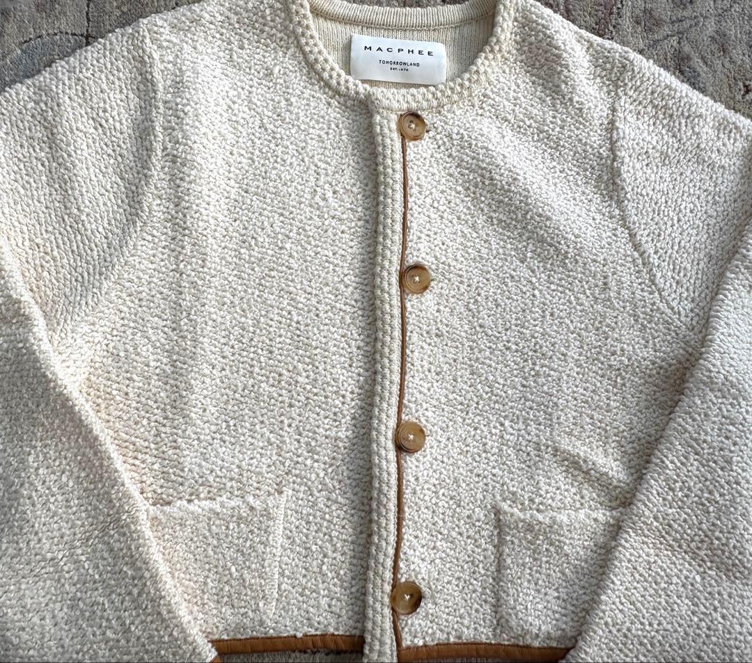 未使用　MACPHEE パイピング クルーネックカーディガン