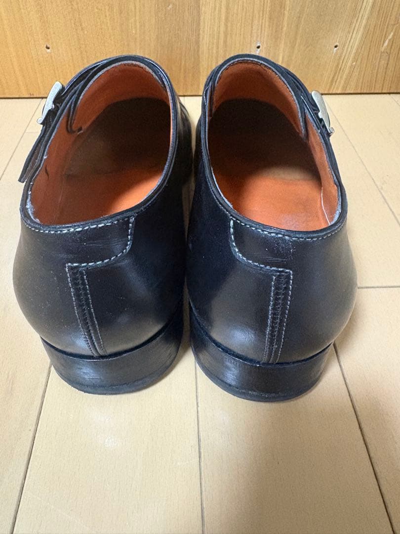 Santoni ダブルモンクストラップ 黒革靴 7.5