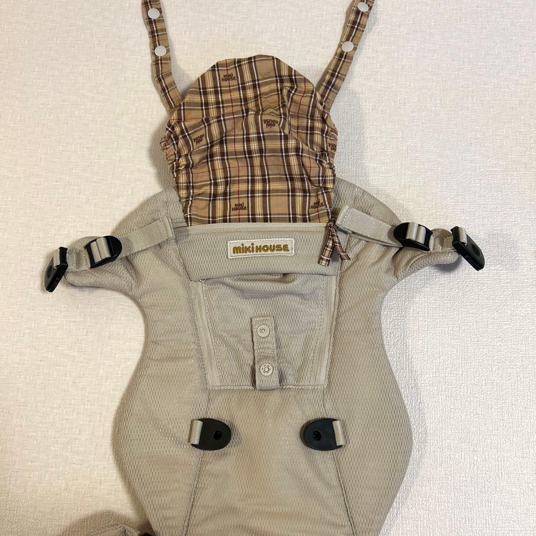 mikiHOUSE 抱っこ紐 ベージュ チェック柄