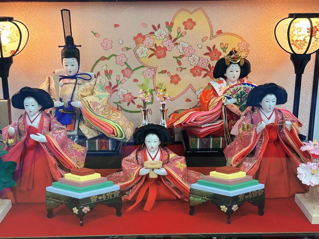 ひな人形セット 5体 赤と黒