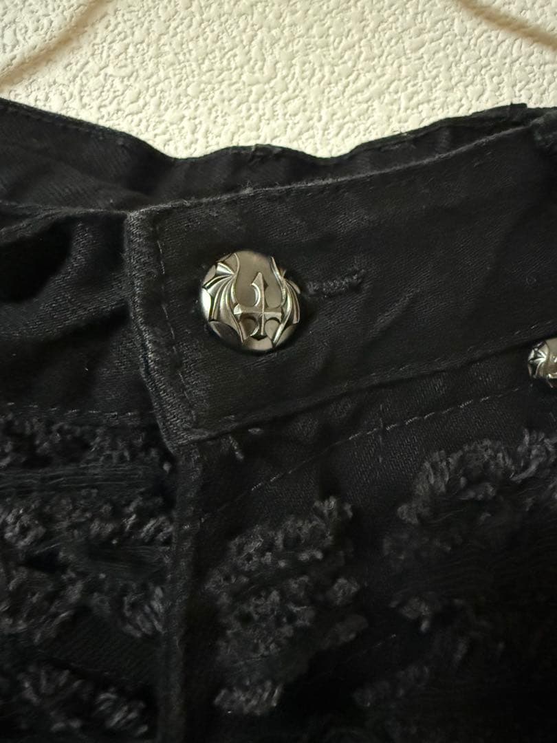 UNIZworld White Eyes Pants ダメージワイドデニムパンツ