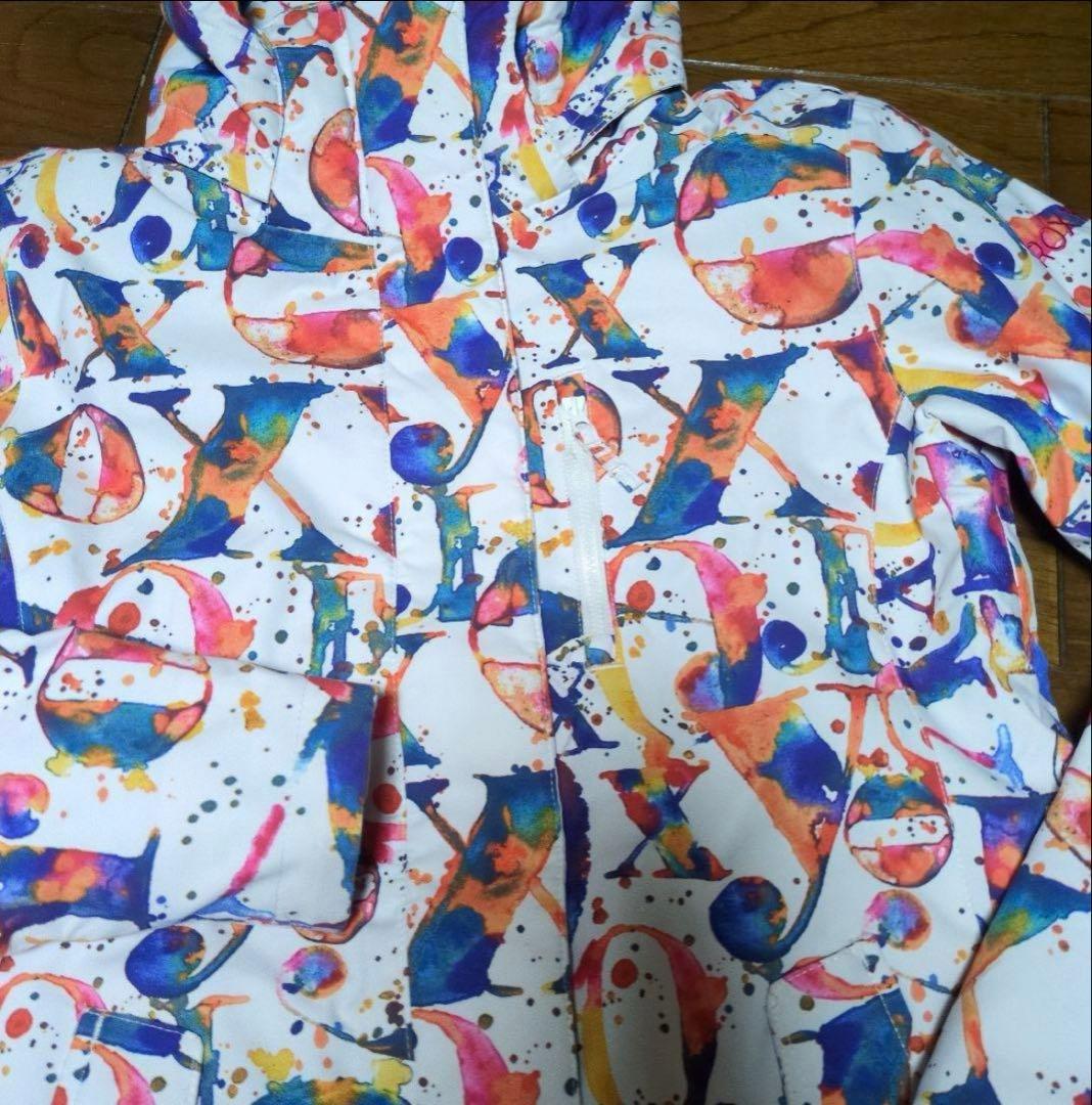 【美品】ROXY　スノボウェア　上下セット　Ｓ　総柄　　カラフル　ロゴ　パープル